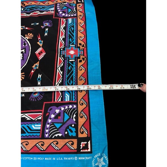 Vtg Wamcraft Handkerchief Bandana RN 14193 USA Made Southwestern Aztec 21”x21” - Picture 7 of 7
